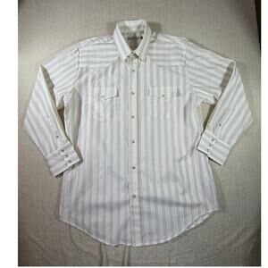 Roper Men's 2XL White Striped Pearl Snap Long Sleeve Western Cowboy Rodeo Shirt